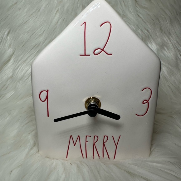 Rae Dunn Merry Clock with Red Accents - Picture 1 of 4